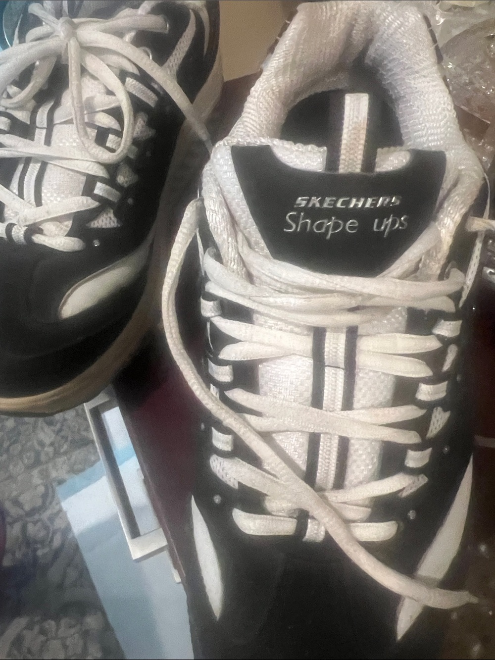 Skechers shape ups Black and White Athletic Sneakers
